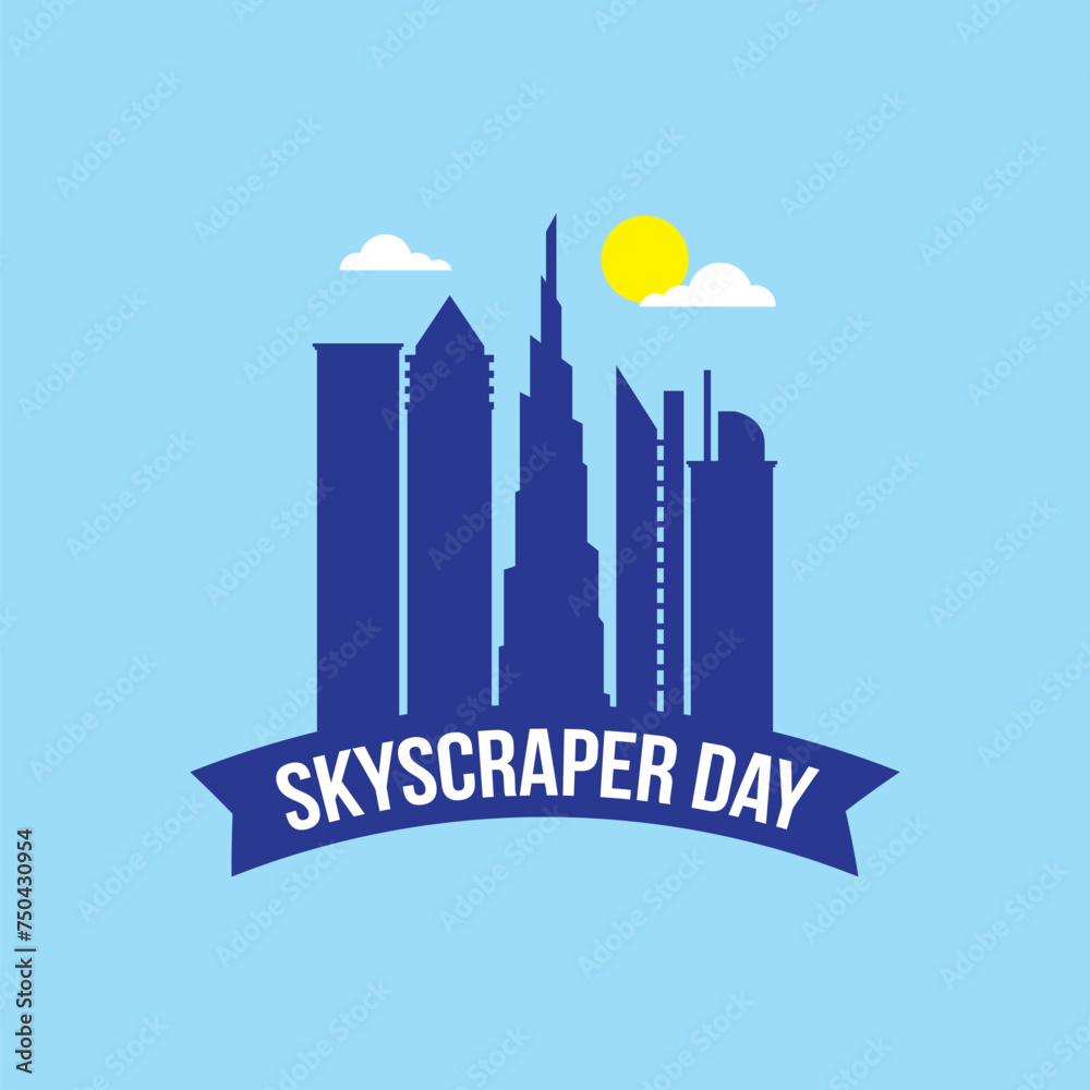World sky scraper day vector illustration. World sky scraper day themes design concept with flat style vector illustration. Suitable for greeting card, poster and banner.