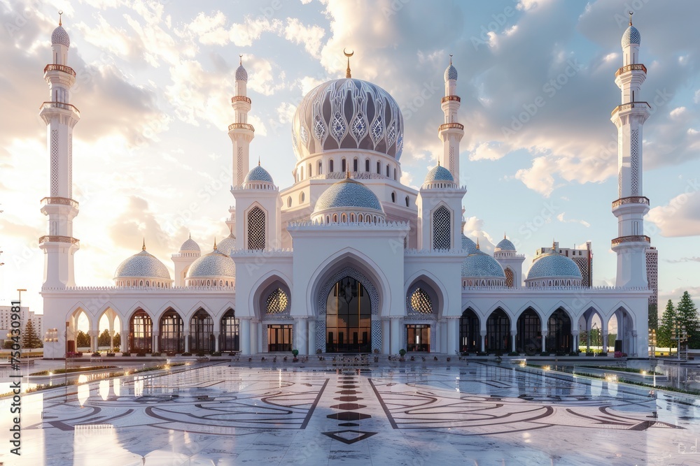 beautiful mosque against a pure serene and divine atmosphere professional photography - obrazy, fototapety, plakaty 