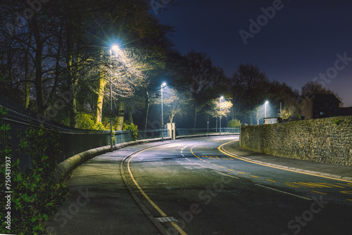 Deserted Night Road in Blackburn, Lancashire