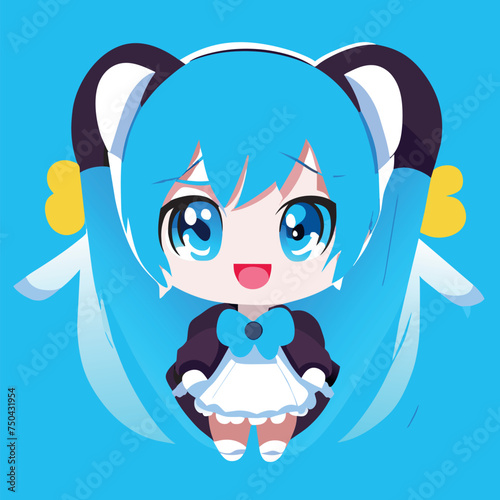 hatsune miku, vector illustration kawaii photo