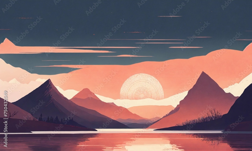 Fototapeta premium sunset in mountains