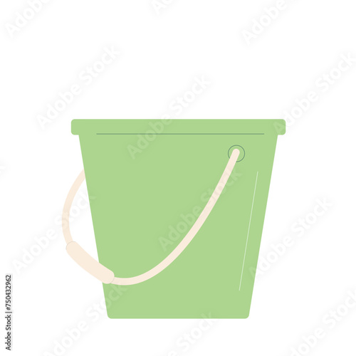 Cleaning bucket isolated on white background. Washing container. Vector flat illustration.