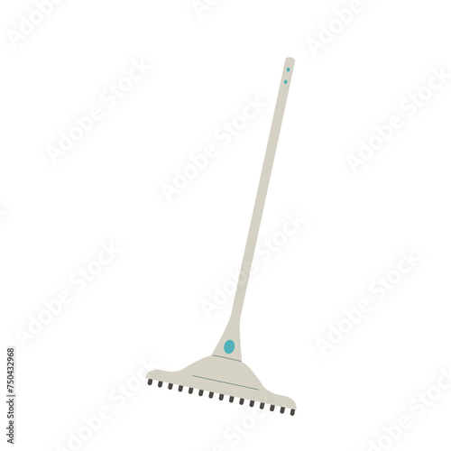 Mop, cleaning broom isolated on white background. Washing floor brush. Vector flat illustration