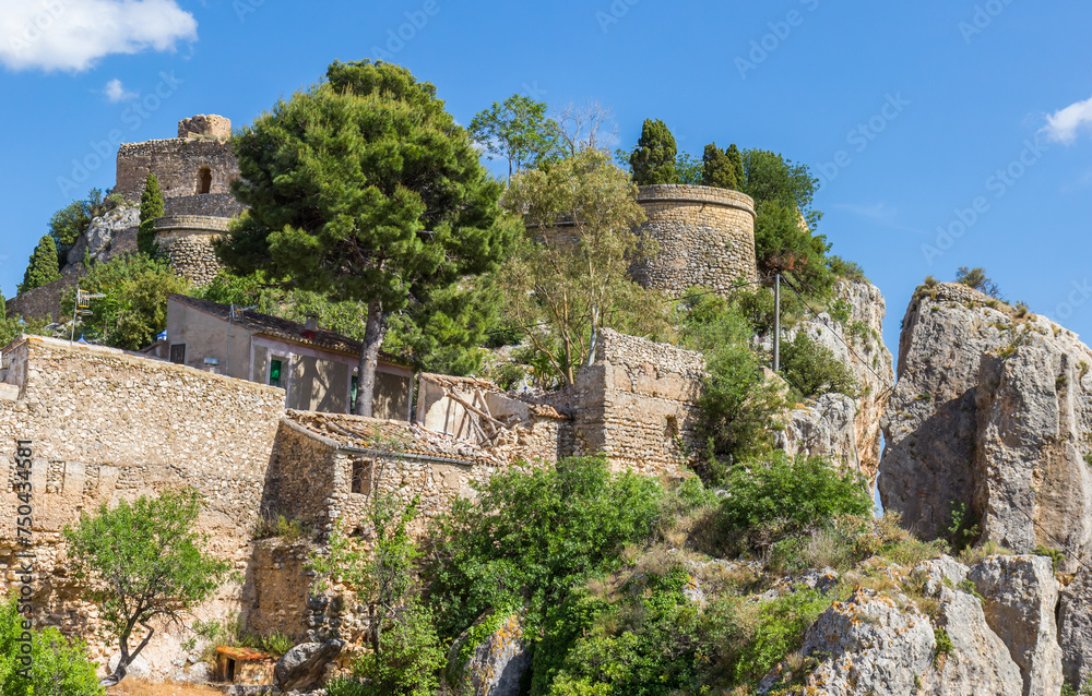 Historic castle on top of the mountain in Guadalest, Spain