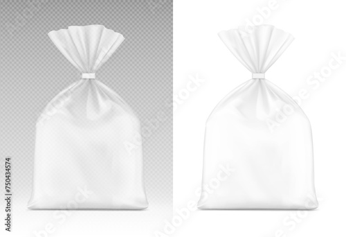 Bag mockup with clip band. Vector illustration isolated on white and transparent background. Mockup will make the presentation look as realistic as possible. EPS10.