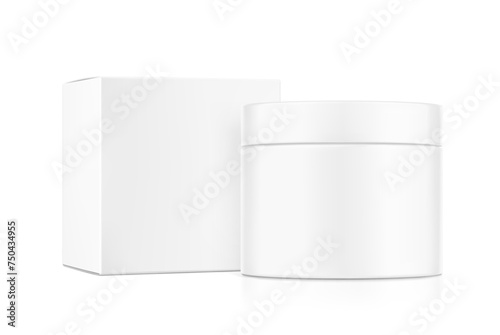 Blank cosmetic package container for creme, mask with box mockup. Vector illustration isolated on white background. Can be use for your design, advertising, promo and etc. EPS10.