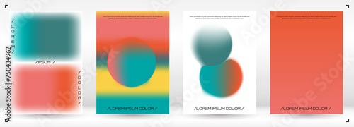 Futuristic Background Set with Gradient Mesh Holographic Shapes. Vector Template Design for your Business. Minimal Colourful Print Set for Your Identity Style