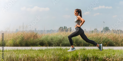 Caucasian woman doing strengthening exercise outdoors