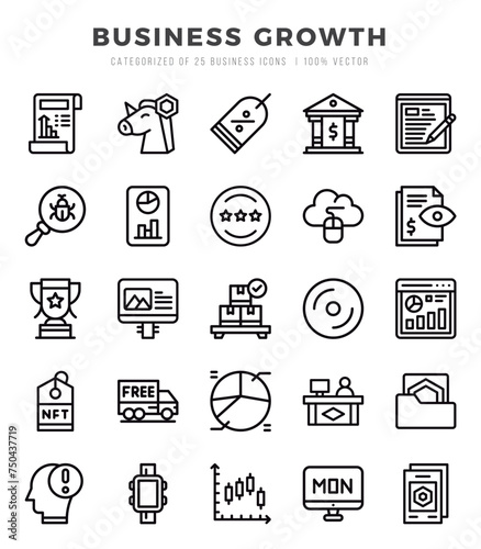 Business Growth icons set for website and mobile site and apps.