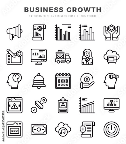 Business Growth icon pack for your website. mobile. presentation. and logo design.