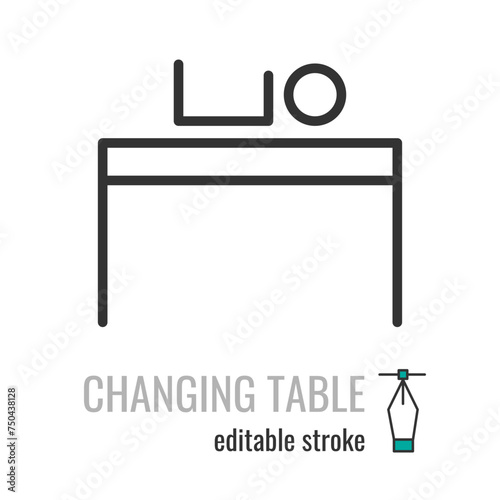 Baby Changing Table line icon. Changing station restroom symbol. Changing diapers pictogram. diaper table sign. Vector graphics illustration EPS 10. Editable stroke
