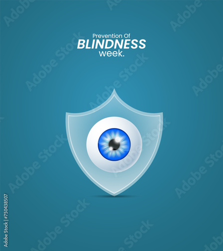 blindness prevention month, Color blindness month celebration, shield, eye, shield protect eye, design for banner, poster 3D Illustration.