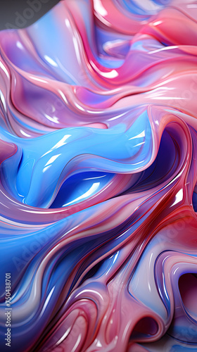 Liquid abstract pink and blue background with drops