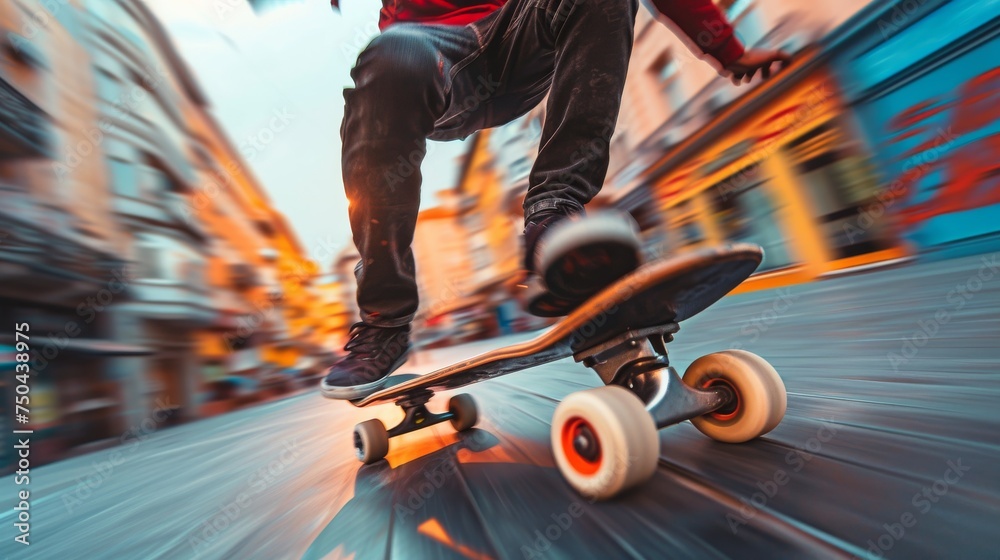 Obraz premium Urban Speed - Skateboarding in Motion