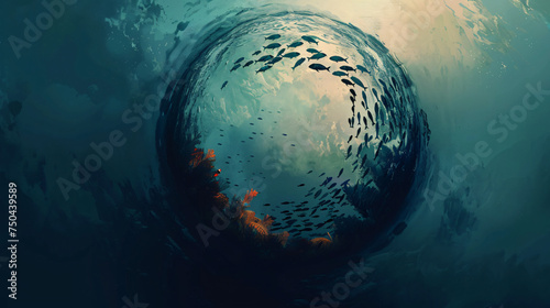 Fisheye illustration circular rotation photo