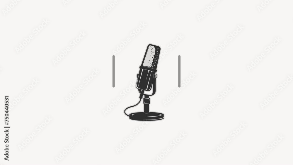 microphone for podcast or broadcast animation video, voice record icon motion graphic design microphone for podcast or broadcast animation video, voice record icon motion graphic design