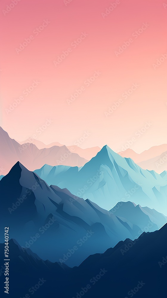 Beautiful mountain landscape at sunset. Vector illustration of the mountains.