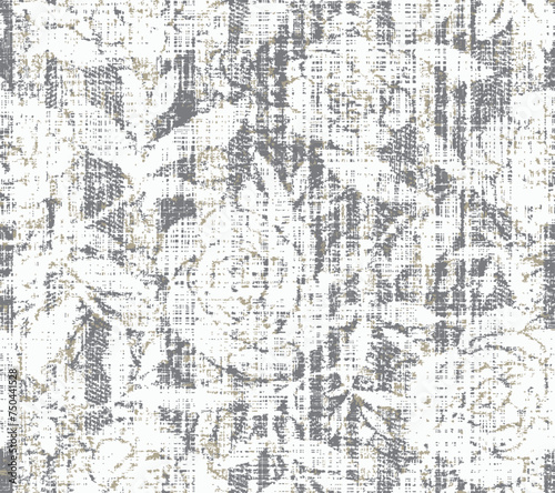 Vector Earth Modern beige cream with Carpet bathmat Boho style ethnic floral damask design, pattern with distressed woven texture and effect