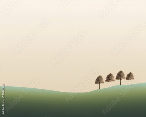 Landscape with trees in the hills. Vector illustration for your design