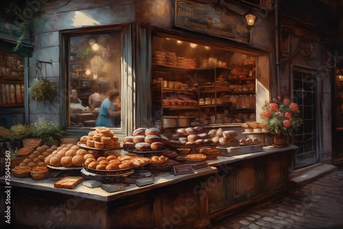 Bakery shop in the old town of Lviv, Ukraine. photo