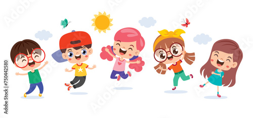 Group Of Happy Cartoon Kids