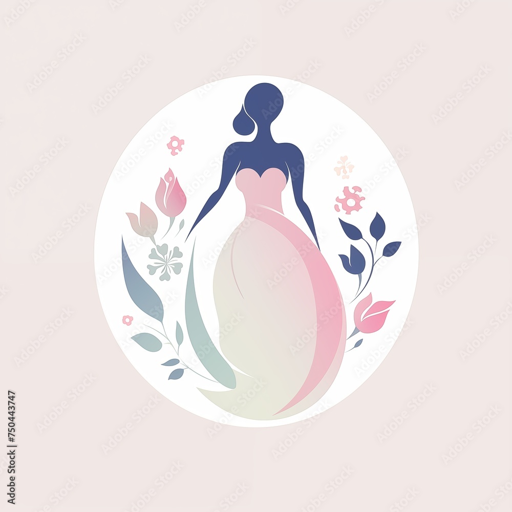 Woman logo pastel color on white background Woman logo pastel color on white background