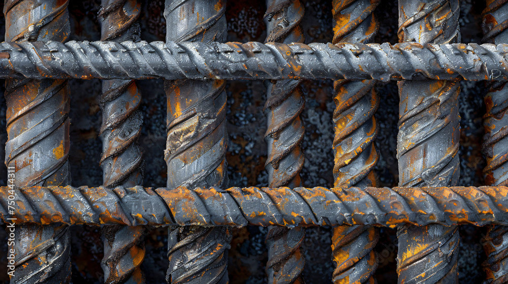 Steel reinforcement bars. Industrial background. Rebar