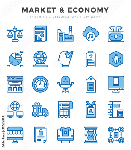Market & Economy Icon Bundle 25 Icons for Websites and Apps