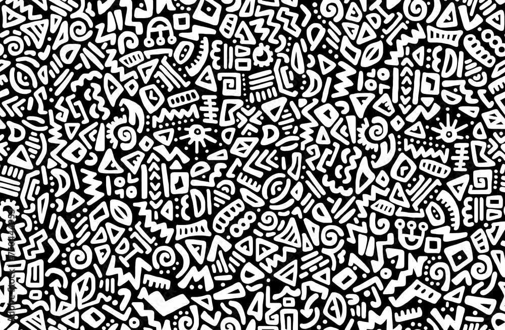 custom made wallpaper toronto digitalA black and white abstract hand-drawn drawing in the style of hieroglyphs.Seamless pattern.