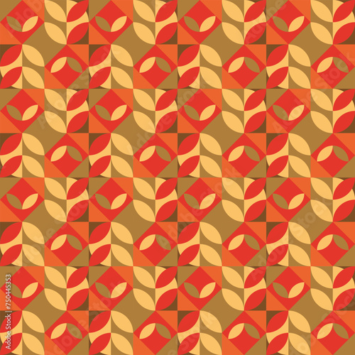 bstract vector geometric pattern design in Bauhaus style. Popular abstract background vector red green yellow colors. Art shapes circles. Graphic design backdrop.