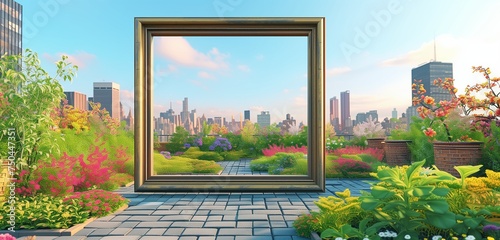 empty frame with background buildings