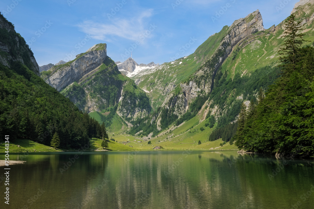 Switzerland,AppenzellInnerrhoden, Scenic view ofSeealpseelake inAppenzell Alps Switzerland,AppenzellInnerrhoden, Scenic view ofSeealpseelake inAppenzell Alps