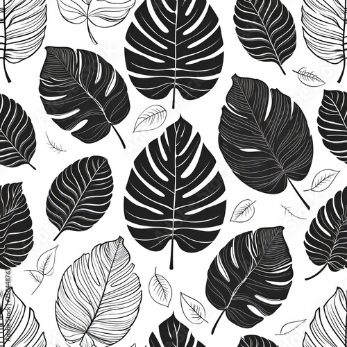 Flowers Plants Leaves Frameless patterns to enlarge and use as a graphic element like background, ai generated