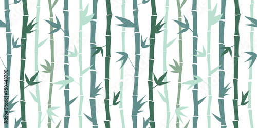 Seamless pattern with abstract vertical bamboo stems. Vegetable green simple print. Vector graphics.