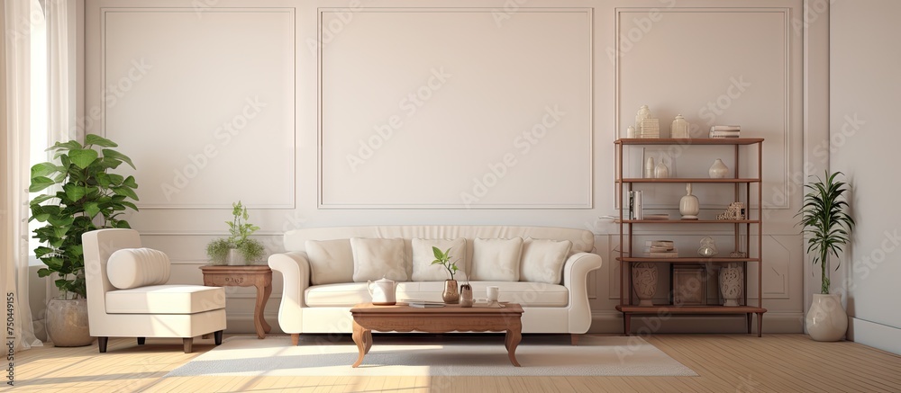Modern Living Space with Stylish Couch and Chic Coffee Table in Contemporary Home Interior Modern Living Space with Stylish Couch and Chic Coffee Table in Contemporary Home Interior