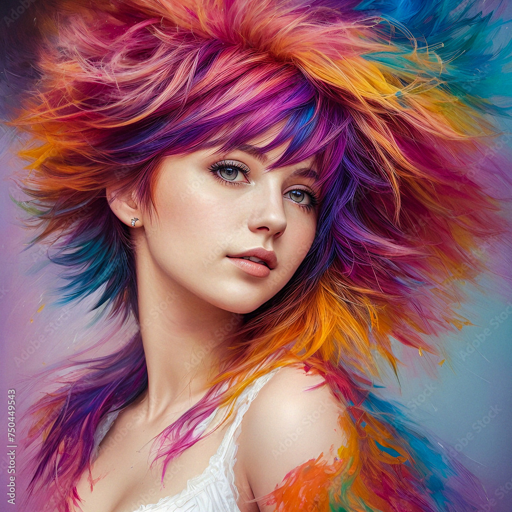 Woman with colorful hair Woman with colorful hair
