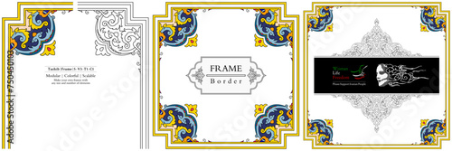 Frame mandala persian arabic turkish islamic hindi indian tibetan traditional colorful vector pattern texture vintage ornate retro elegant ornamental borders frames floral ornaments tazhib 45-v1.1.1