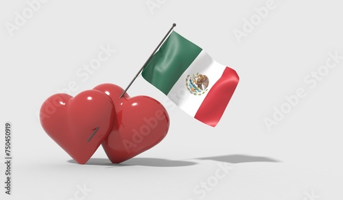 Cuori uniti da una bandiera con colori Mexico photo
