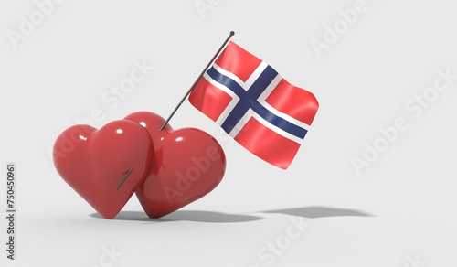 Cuori uniti da una bandiera con colori Norway photo