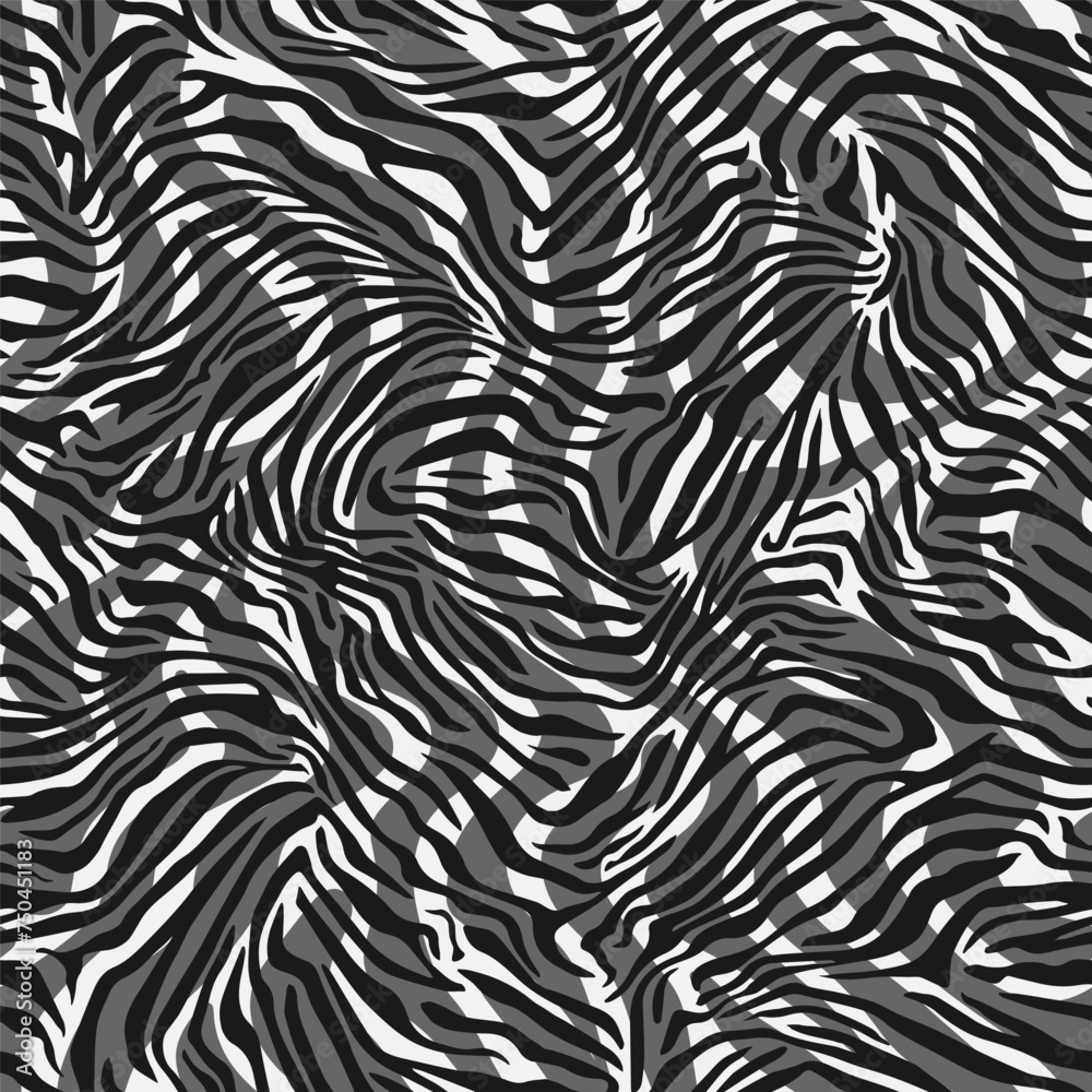 Seamless vector monochrome zebra fur overlap pattern. Stylish wild zebra print Seamless vector monochrome zebra fur overlap pattern. Stylish wild zebra print
