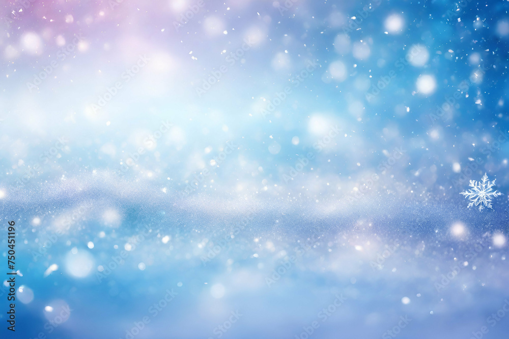 Abstract winter magic background with glitter, snowflake, sparkle and bokeh