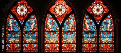 Majestic Stained Glass Window Illuminating Religious Monuments with Vibrant Colours and Intricate Patterns