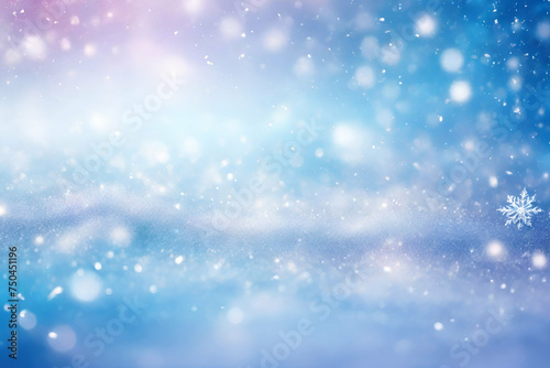 Abstract winter magic background with glitter, snowflake, sparkle and bokeh © rutchakon