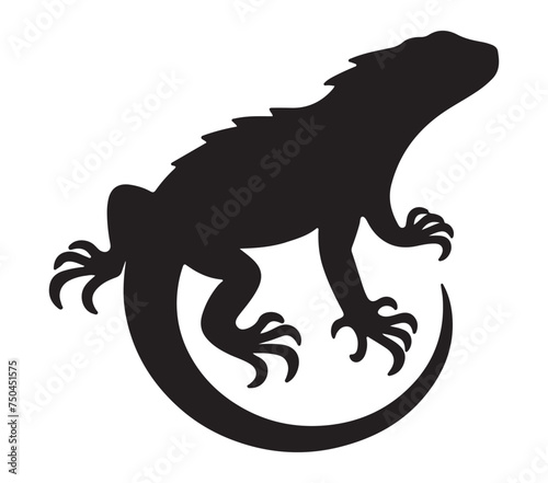 Black and white vector illustration of Agama Lizard.