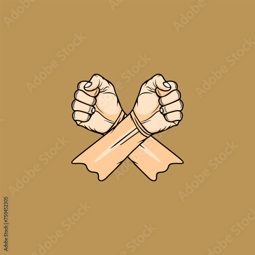 right hand left fist crossed vector illustration