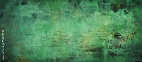 Weathered Green Wall Showing Peeling Paint Texture in Urban Setting