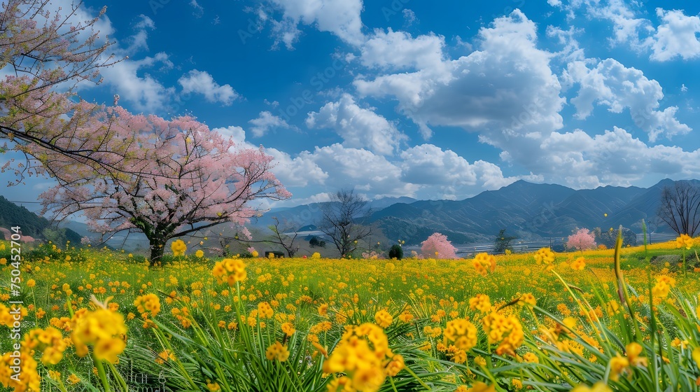 Obraz premium 山と花