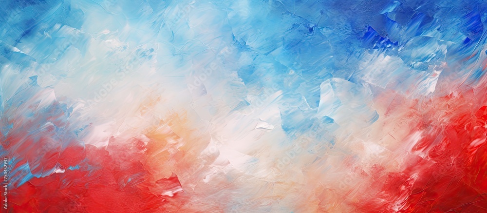 Vibrant Impressionist Painting in Patriotic Red, White, and Blue Shades