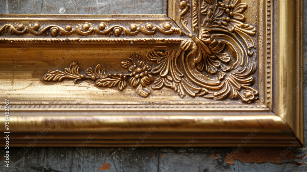 A gold frame hanging on a wall, suitable for interior design projects
