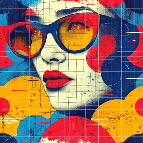Glasses in abstract pattern  frameless pattern to enlarge and use as graphic element like background  tiles  ai generated